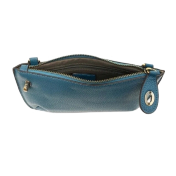 NWT  Joy Susan  Mini Crossbody Wristlet/ Clutch  Leather  w/Straps Blue/Green - Picture 5 of 7